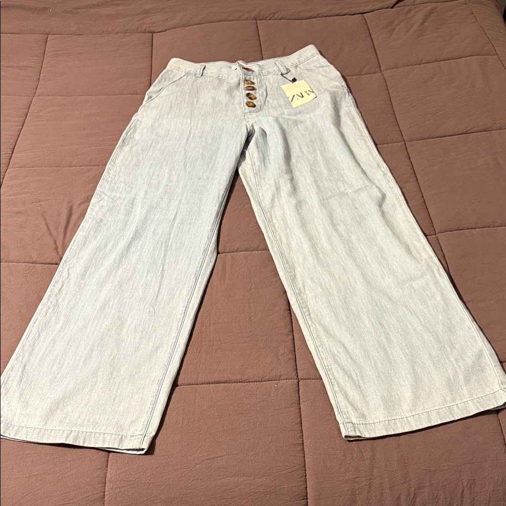 NWT Zara Soft denim wide leg pants
